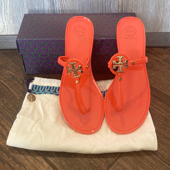 Tory Burch Shoes - Tory Burch pink & gold jelly sandals, 9